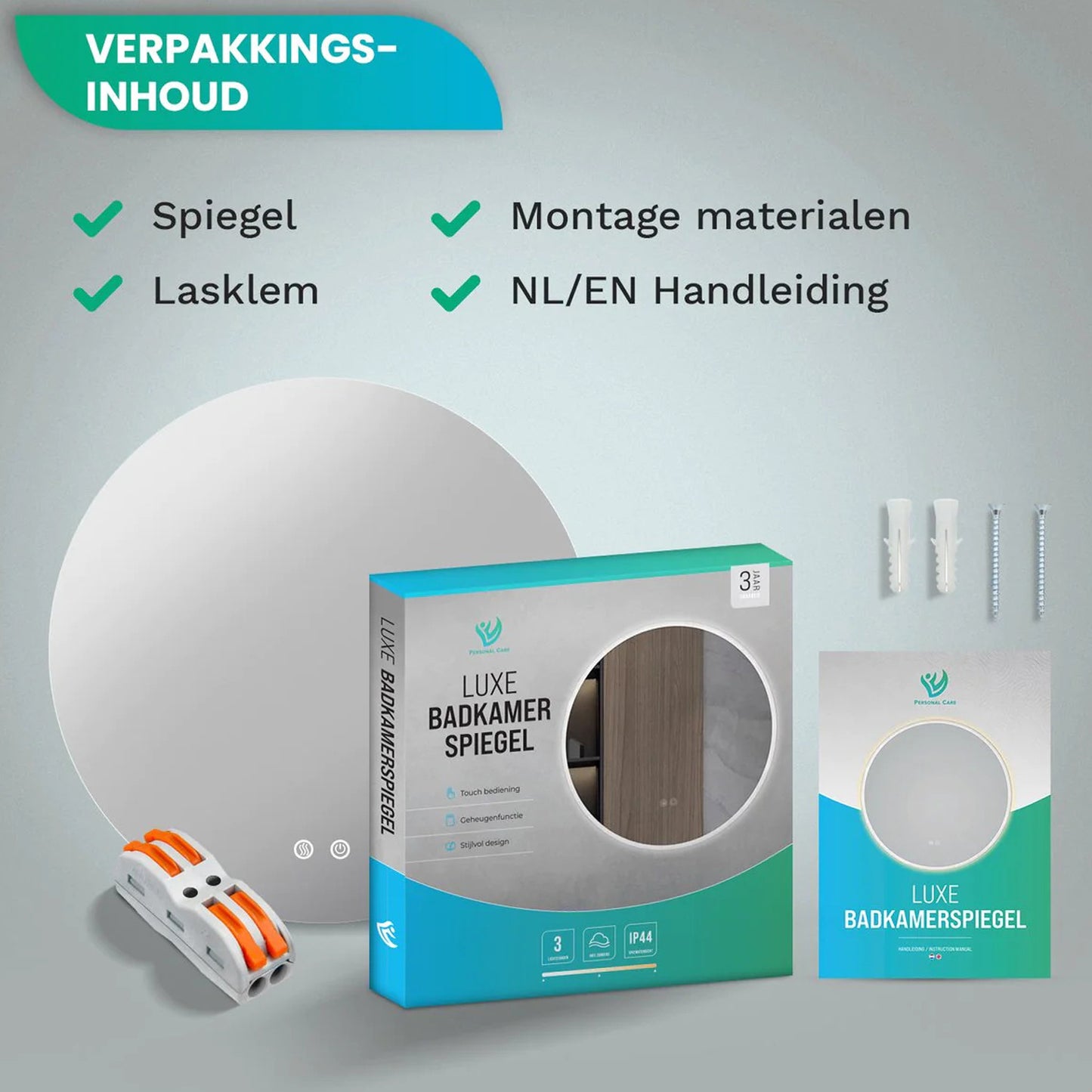 Badkamerspiegel Rond Frameloos 60 cm - Anti-Condens & Dimbaar Led