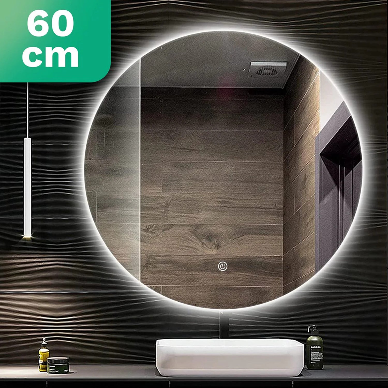 Badkamerspiegel Rond Frameloos 60 cm - Anti-Condens & Dimbaar Led